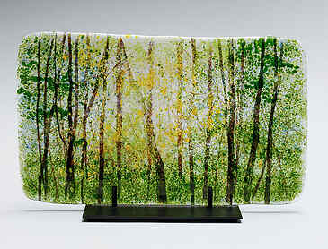 Tawny Light, 2023, 9" x 15" x 0.4", kiln-formed glass