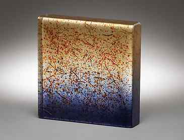 Turning Blue, 2018, 6¼" x 6¼" x 1¼", kiln-formed glass, SOLD