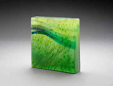 Undertow, 2024, 6" x 6" x 1¼", kiln-formed glass