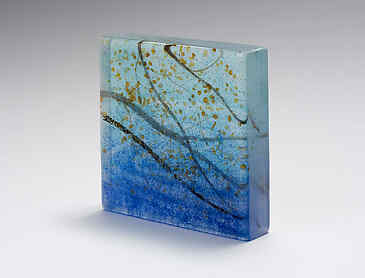 Undulation, 2023, 6" x 6" x 1¼", kiln-formed glass