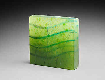 Wave Patterns, 2025, 6" x 6" x 1&frac14;", kiln-formed glass