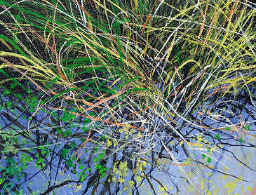 Wetland Grasses, 2025, 8" x 8", acrylic on canvas