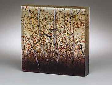 Wild Plum Autumn, 2018, 6" x 6" x 1¼", kiln-formed glass, SOLD