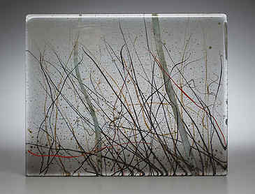 Winter Birches, 2016, 8" x 10" x 1¼", kiln-formed glass