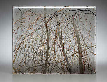 Winter Birches #2, 2016, 8" x 10" x 1¼", kiln-formed glass, SOLD