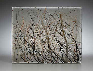 Winter Birches #3, 2016, 8" x 10" x 1¼", kiln-formed glass