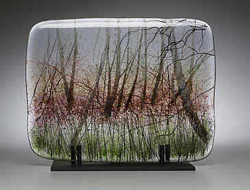Winter Reeds, 2016, 8" x 10" x ¼", kiln-formed glass