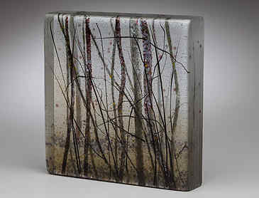 Winter Woods, 2017, 6¼" x 6¼" x 1¼", kiln-formed glass, SOLD
