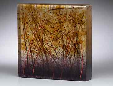 Woodland Autumn, 2020, 6" x 6" x 1¼", kiln-formed glass