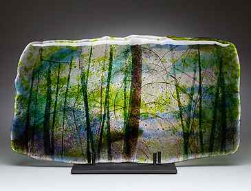 Woodland Breeze, 2020, 10" x 18" x ½", kiln-formed glass