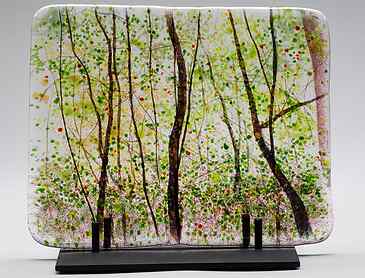 Woodland Spring, 2020, 8" x 10" x 0.4", kiln-formed glass