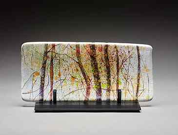 Woodland View, 2025, 4&frac34;" x 10&frac14;" x 0.4", kiln-formed glass